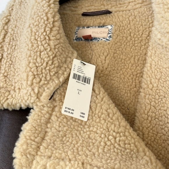 ANTHROPOLOGY- PILCRO FAUX LEATHER SHERPA LINED JACKET - Picture 7 of 8